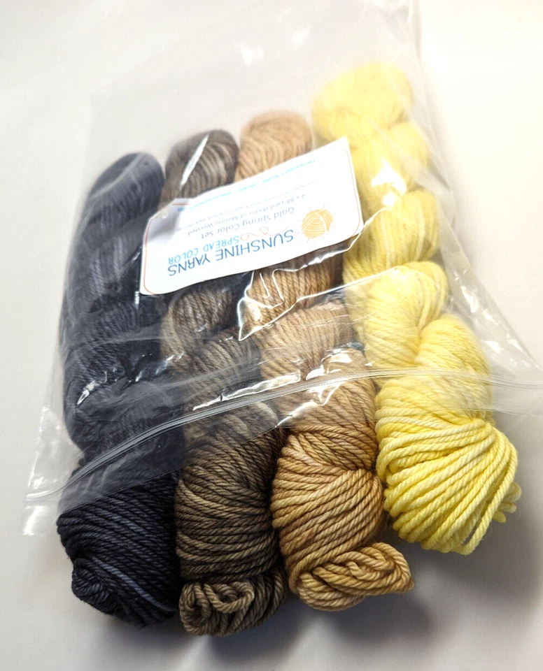 4 Gradient Sunshine Yarn Gold Spring Set 100%SW Merino Worsted 4x88 yard skeins - Image 2 of 2