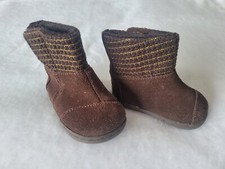 Tiny Toms Nepal Boots Brown Suede Metallic Stitching Toddler US 3 Baby Girl