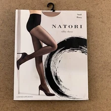 Natori NAT609 Silky Sheer Pantyhose Control Top Shadow Toe Honey Color Size S