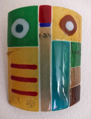 Glasobjekt Wandobjekt Kunstglas Effelle 70er 80er Postmodern Glasdesign Memphis 