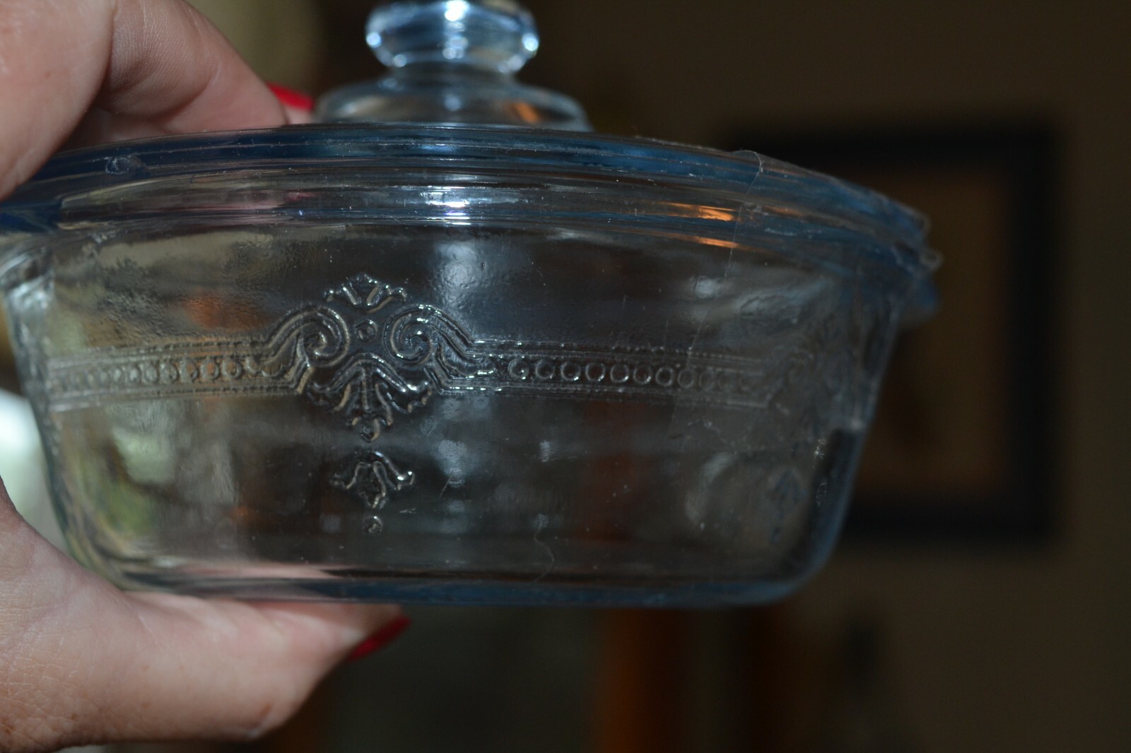 Vintage Blue Depression Glass Fire King Casserole Dish eBay