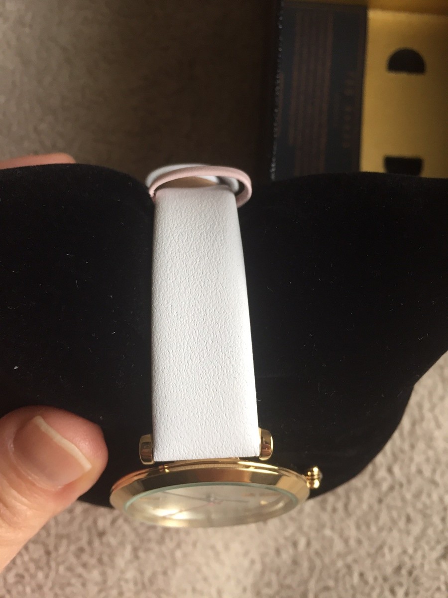 Ted Baker Ava Womens Gold Tone White Leather 36mm Date Quartz Watch New Battery Ted baker quartz watch - Gem main image 2