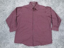 Arrow Shirt Mens 17.5 Purple Striped Lightweight Blend Easy Care Button Up