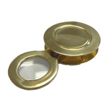 Antique Vintage Style Brass Pocket Folding Optical Glass Magnifying Lens Loupe .