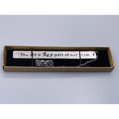 ''You are a Key part of our team'' Silver Plated Bookmark with Key Charm