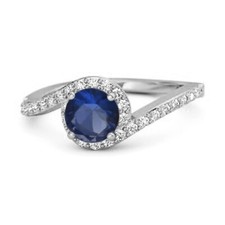 Genuine 5 MM Round Natural Blue Sapphire 925 Sterling Silver Women Wedding Ring