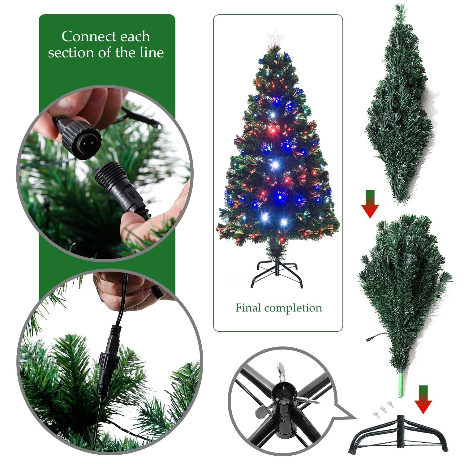 Artificial Christmas Tree with LED Lights / Fibre Optic Pre Lit /Snowy