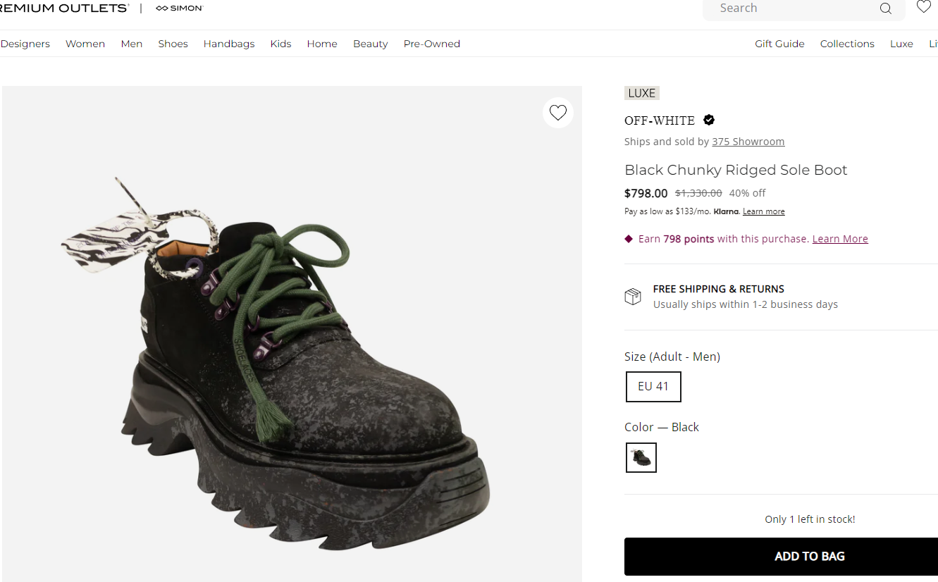 SAOLA Off White virgil abloh suola a strappo grossa rigata donna 10 uomo 7 EU 40 $1330