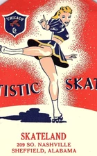 1940s Skateland 209 S Nashville Sheffield Alabama Roller Skating Label Artistic