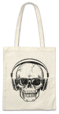 Headphones Sunglasses Skull Stofftasche Einkaufstasche Rock Sänger DJ Kopfhörer