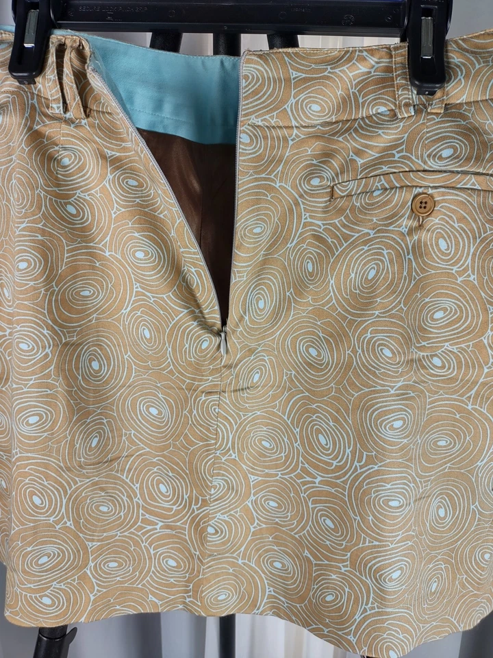 Sport Haley Cotton Blend Golf Skort In Tan/Brown/Gold With Blue Accents. Size 6  - Image 3 of 4