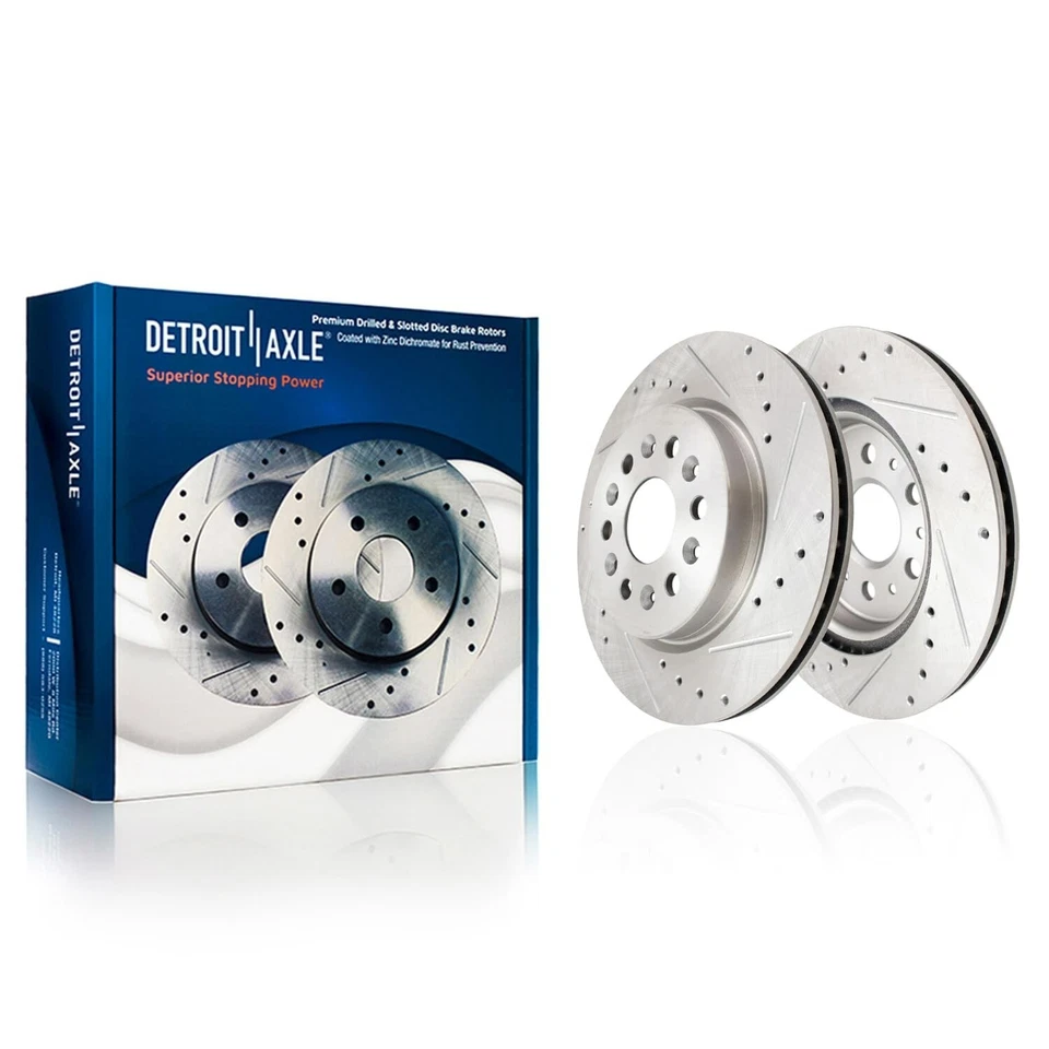 Pastillas de rotores de freno perforados delanteros 12,40" traseros 12,64" para GMC Acadia Buick Enclave Foto 4 de 4