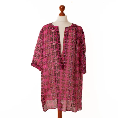 Damen M MISSONI Rosa Transparent 3/4 Ärmel Shirt Tunika Größe M  3084 - Bild 1 von 4