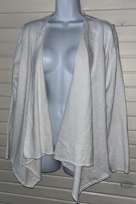 Hot Cotton Marc Ware Sz MEDIUM White Cotton Slub Knit Waterfall Cardigan Top EUC