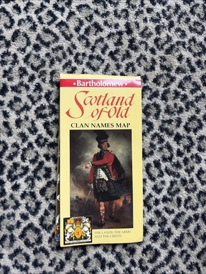 Bartholomew SCOTLAND OF OLD Clan Names Fold-Out Map 31 x 42 Full  Color 1991