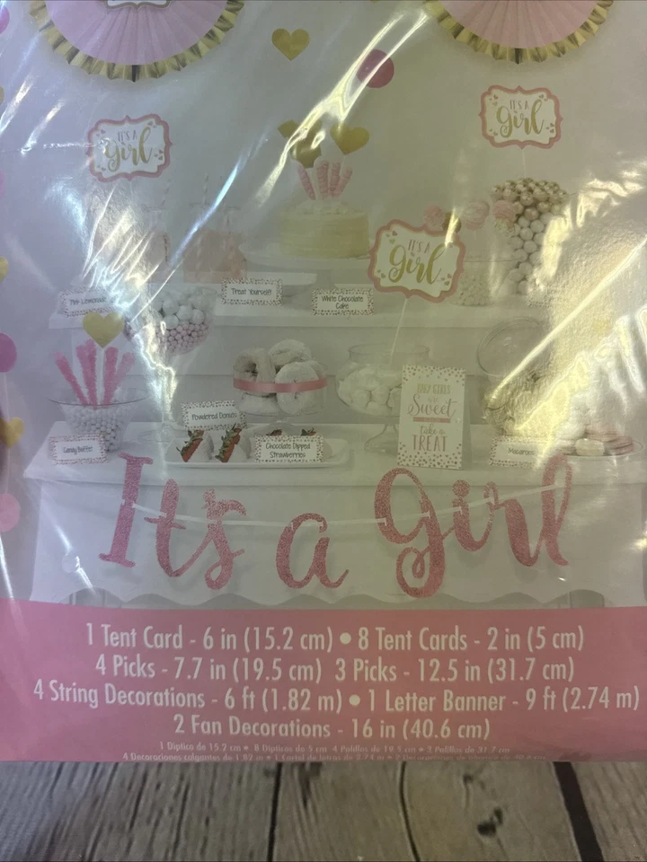 Набор для украшения душа девочки баннер палатка карты лакомство стол розовый - Изображение 3 из 3