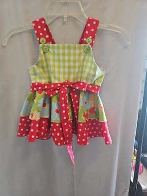 The Bailey Boys Top Girls Sz 6 Red Green Gingham  Summer Boutique Classic Ruffle