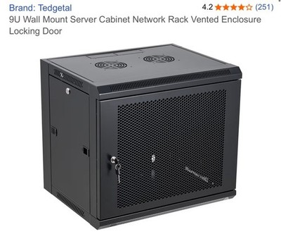 Tedgetal 9U Wall Mount Server Cabinet Network  Vent Enclosure Lock