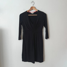Boden Black V-Neck Gathered Waist Fit and Flare Jersey Dress Women's Size 6