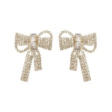 Gold Bow Jewelry Sets for Women Bow Earrings Necklace Bracelet Christmas Earring