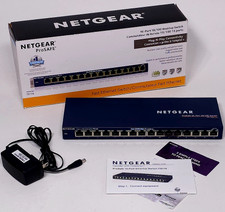 Netgear ProSafe FS116 Desktop Switch 16 Port 10/100 POE PSU Plug N Play ~TESTED