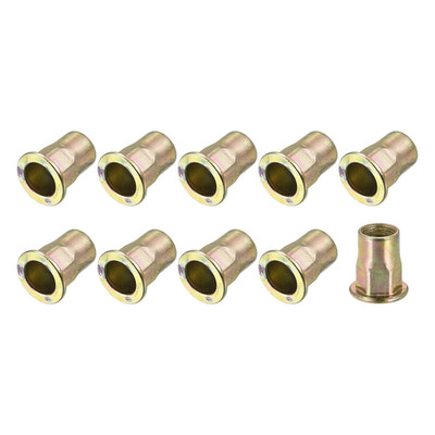 20PCS M10 Rivet Nuts Gold Tone Carbon Steel Half Hex Threaded Insert Nut
