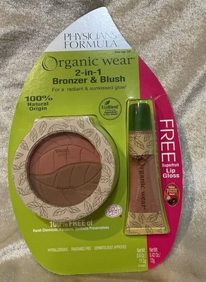 PHYSICIANS FORMULA Organic Wear 2-in-1 Bronzer Blush GINGER 1247 + Super Gloss