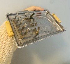 vintage hammered stainless steel toast rack 1960’s. Some vintage patina.