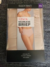 Ellen Tracy Essentials Seamless Brief 4 Pk Size XXL / 9 Beige Nude New  SEALED