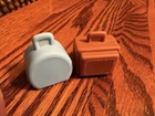 Vintage fisher Price Little People Luggage 2 Suitcases Air Port Blue & Brown