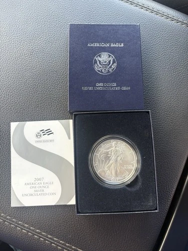 2007-W 1 oz Uncirculated, Burnished Silver American Eagle (w/Box & C0A)
