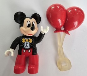 Lego Duplo Disney Mickey Mouse  Red Black Outfit With Red Balloon And Cat