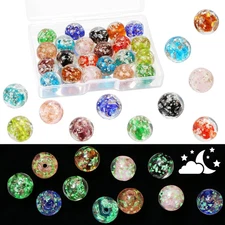 22 Pcs Assorted Glow in the Dark Beads, 12Mm Luminous Crackle Glass Beads Europe
