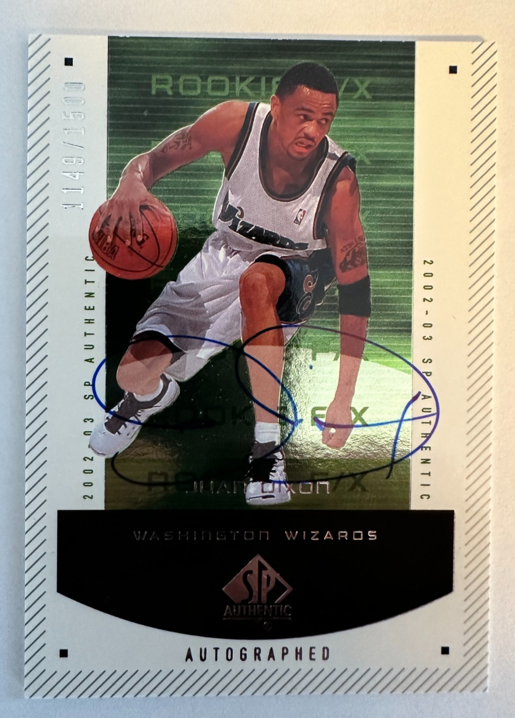 2002-03 SP Authentic JUAN DIXON Rookie F/X Autograph card /1500 WIZARDS