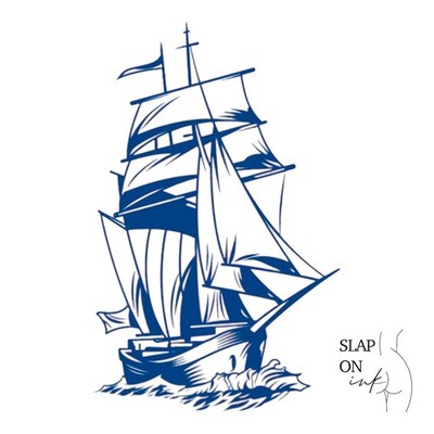 Segelboot - Medium Semi Permanent Tattoo - Wasserdicht Kunst Männer Frauen Temporär