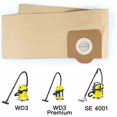 5 pcs Upright Vacuum Cleaner Bag, For Karcher Wd3, Wd 3 Premium, Wd3200, Wd3500P