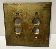 Vintage Brass Two Button Wall Switch 2 Gang Cover Plate