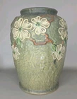 Antique Roseville Pottery Dogwood I Vase Early RV Green Mark 10"