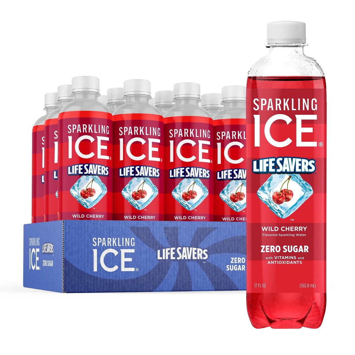 ミネラルウォーター Life Essence Water Life Series.0 500ml LIFESAVERS Wild Cherry, Zero Sugar Flavored Sparkling Water, with