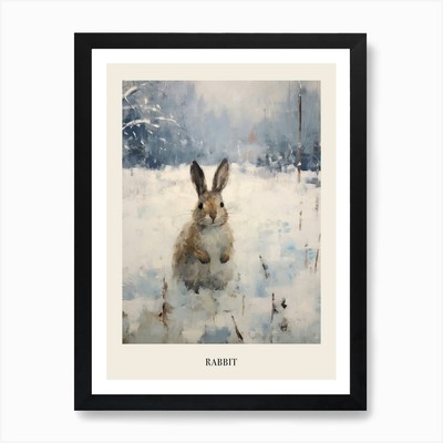 Vintage Winter Animal Painting Post Framed Wall Art Poster Canvas Print Picture
