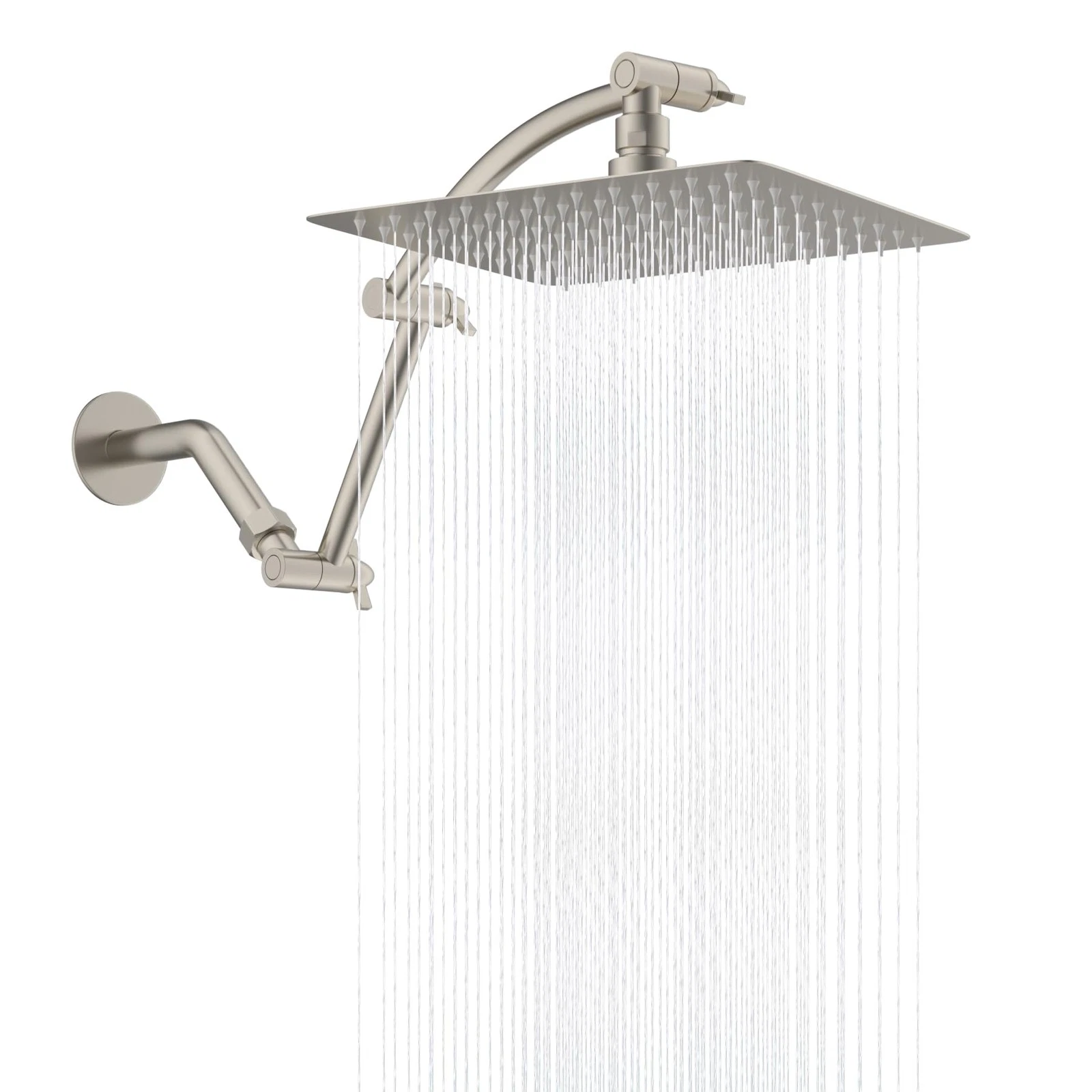 All Metal Rain Shower Head 10'' High Pressure Rainfall Showerhead with 16" Sh...