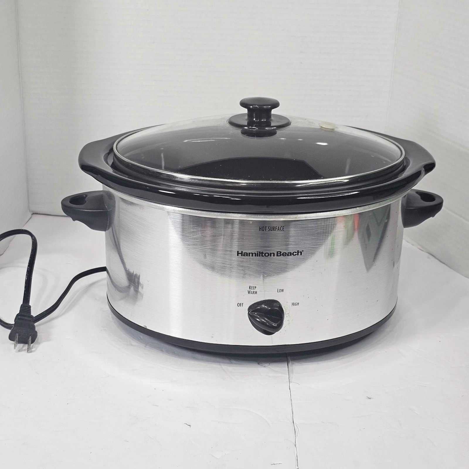 Hamilton Beach Crock Pot 6 QT Portable Slow Cooker Model 33156SZ Silver/Black
