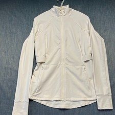 Fabletics Womens Jacket Size M White Activewear Yoga Thumb Holes Casper Full Zip
