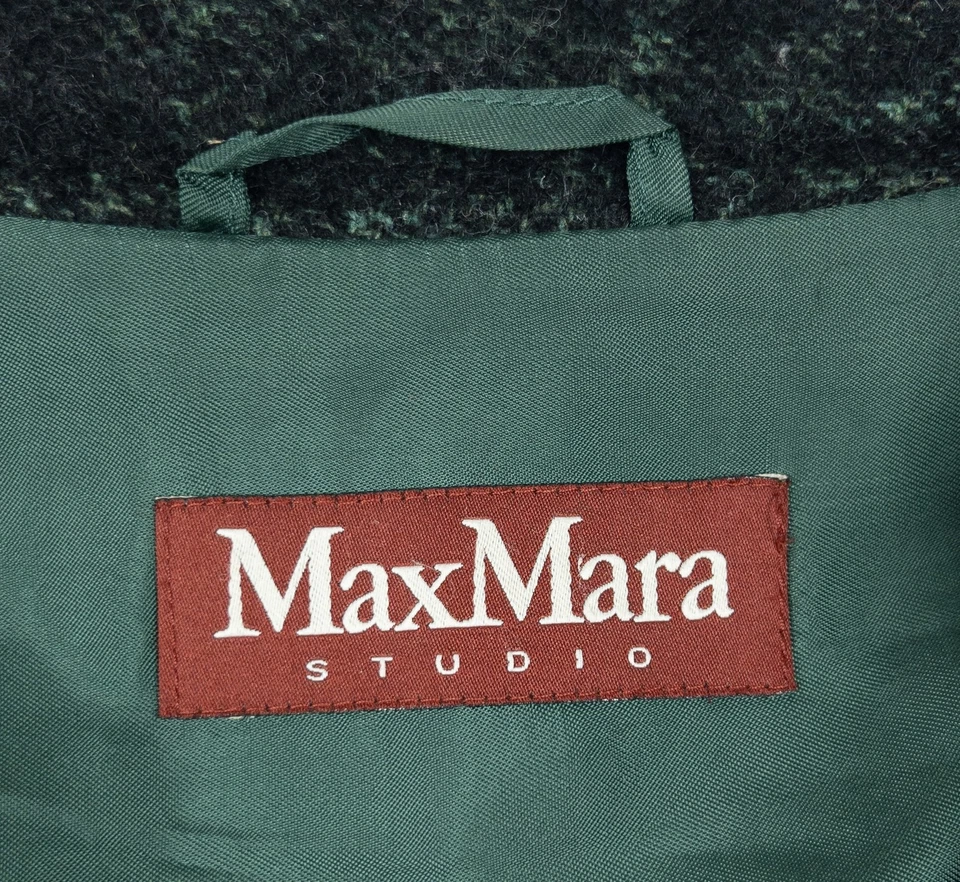 MaxMara Studio Wool Long Coat Women's US 4 Green Overcoat Made in Italy Mohair - Image 2 of 4