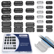 24Pcs Professional Ferrite Beads, Snap-On Ferrite Choke Core Kit for Usb/Audio/P