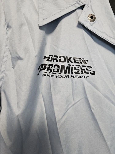 Broken Promises Jacket Mens Medium Guard Your Heart Scorpion Coaches Windbreaker image 2