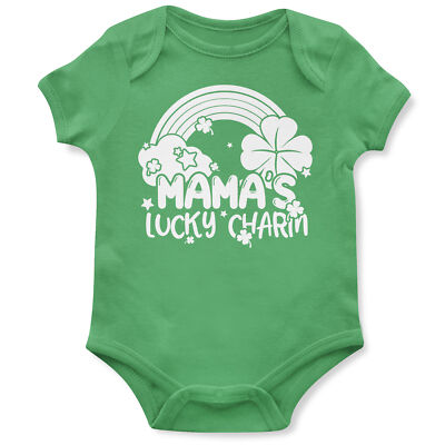 St Patricks Day Jungen Strampler Mamas Glücksbringer Baby Geschenk irisches Kleeblatt Rai...
