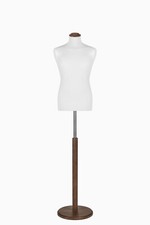 Busto uomo sartoriale manichino maschile bianco base noce