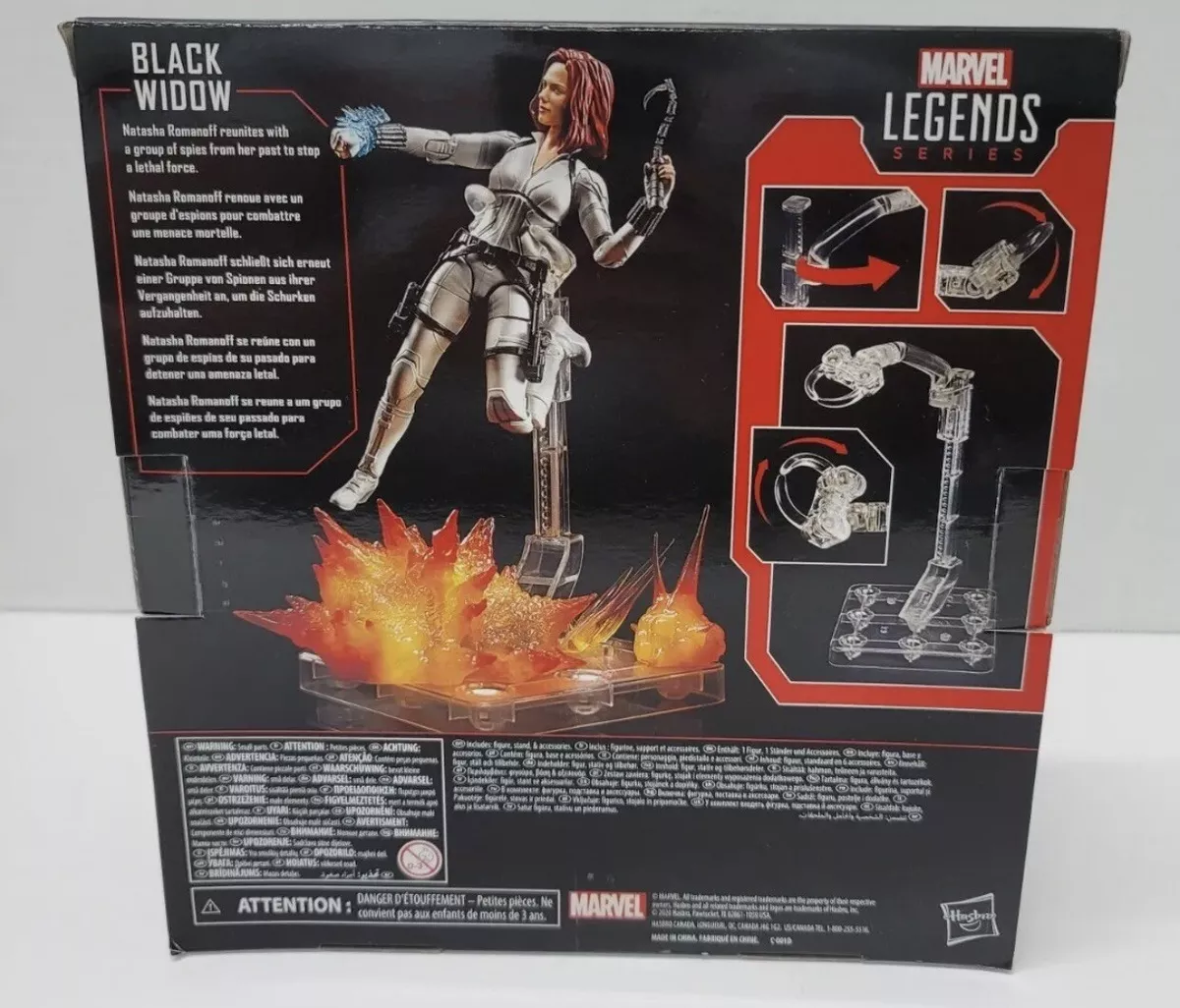 Black Widow Marvel Legends 6 Inch Deluxe White Costume AF W STAND