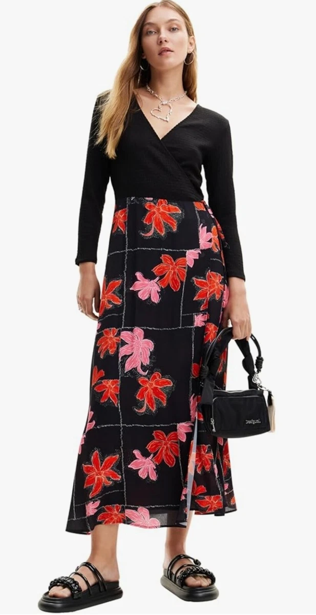 Robe Bodycon Maxi Desigual Motif Graphique, Taille L, état Parfait